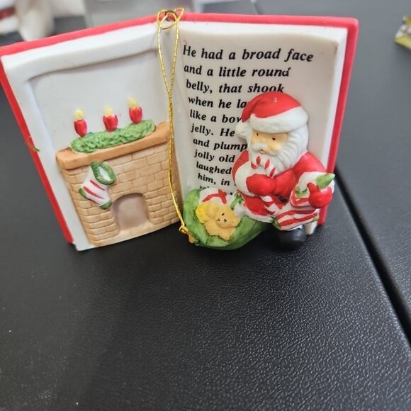 Lot of 10 Vintage Santa Ornaments Figurines Ceramic Plastic Blow Mold Taiwan - Picture 11 of 16